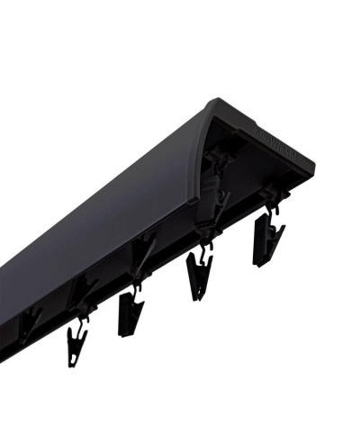 Szyna sufitowa z osłoną ślizgi z żabkami 250 cm aluminiowa czarna podwójna kowalski