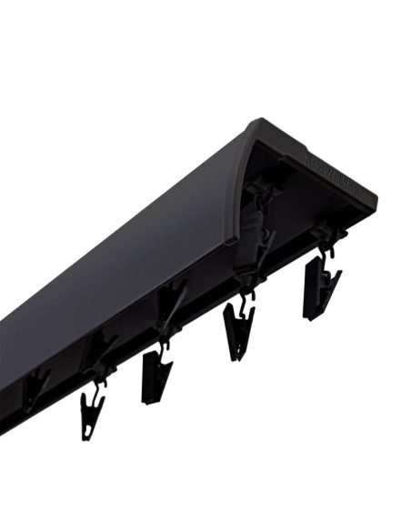Szyna sufitowa z osłoną ślizgi z żabkami 250 cm aluminiowa czarna podwójna kowalski