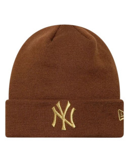 New era wmns metallic logo beanie new york yankees hat 60915931 brązowe one size