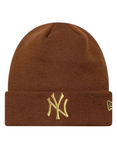 New era wmns metallic logo beanie new york yankees hat 60915931 brązowe one size