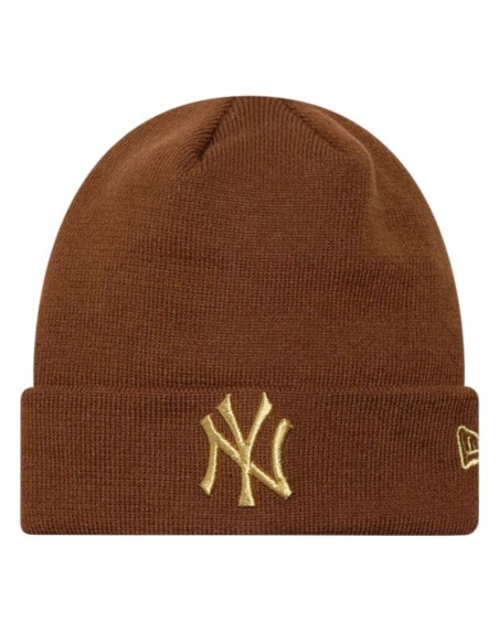 New era wmns metallic logo beanie new york yankees hat 60915931 brązowe one size