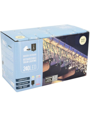 Łańcuch solarny świetlny 240 led ciepły biały