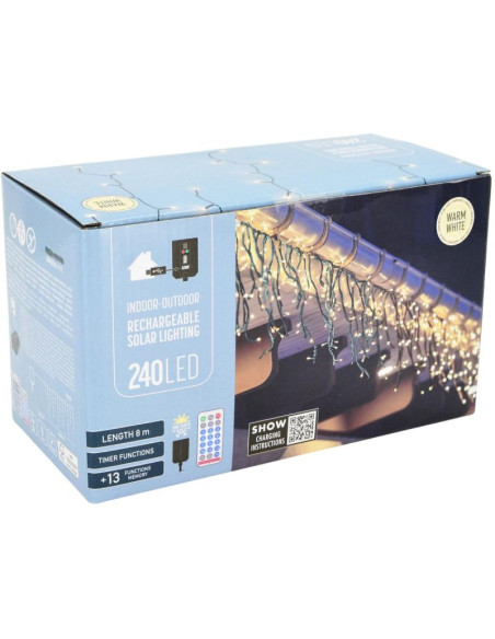 Łańcuch solarny świetlny 240 led ciepły biały
