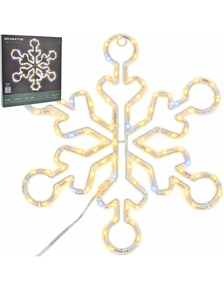 Płatek śniegu dekoracyjny wiszący 32,5 cm 100led trimer ciepły biały