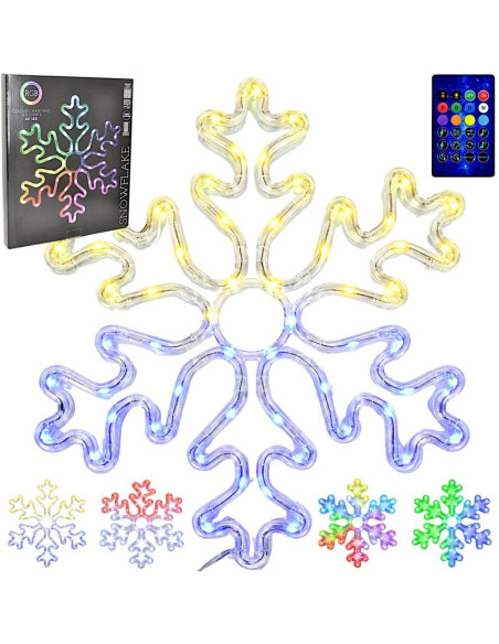Płatek śniegu dekoracyjny wiszący 31,5 x 36 cm 60led rgb timer usb