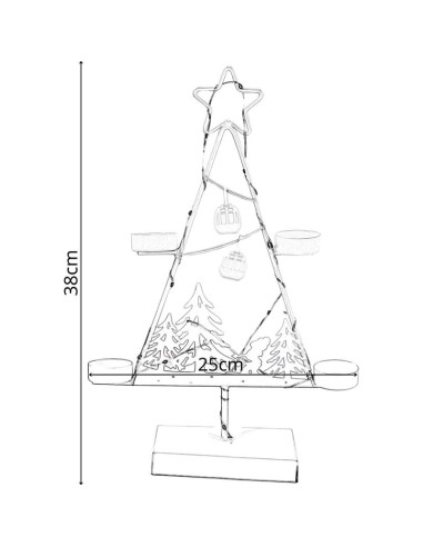 Świecznik metalowa choinka led 38cm biała