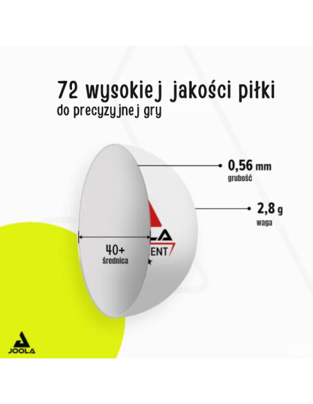Piłeczki do tenisa stołowego joola tournament 3 gwiazdki 72szt białe