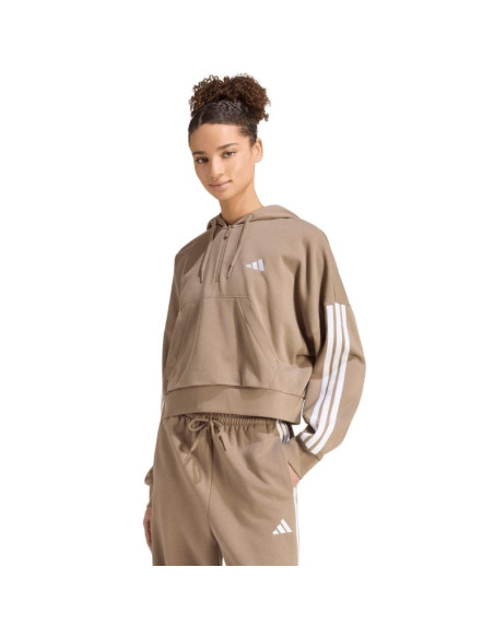 Bluza damska adidas essentials 3-stripes french terry quarter-zip beżowa kf8315