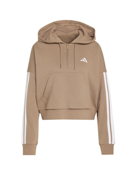 Bluza damska adidas essentials 3-stripes french terry quarter-zip beżowa kf8315