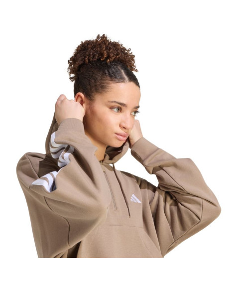 Bluza damska adidas essentials 3-stripes french terry quarter-zip beżowa kf8315