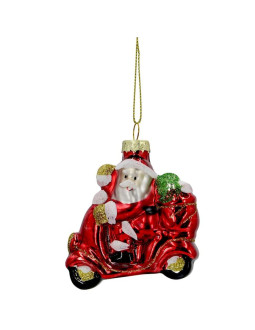 Bombka szklana formówka mikołaj na motorze saska gift & decor 2