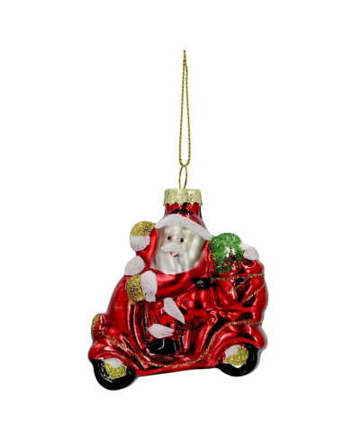 Bombka szklana formówka mikołaj na motorze saska gift & decor