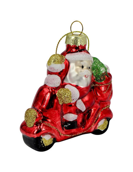 Bombka szklana formówka mikołaj na motorze saska gift & decor