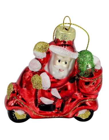 Bombka szklana formówka mikołaj na motorze saska gift & decor