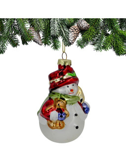 Bombka szklana formówka bałwan 11cm saska gift & decor