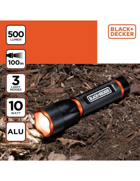 Latarka taktyczna aluminiowa 10w 500lumenów black + decker