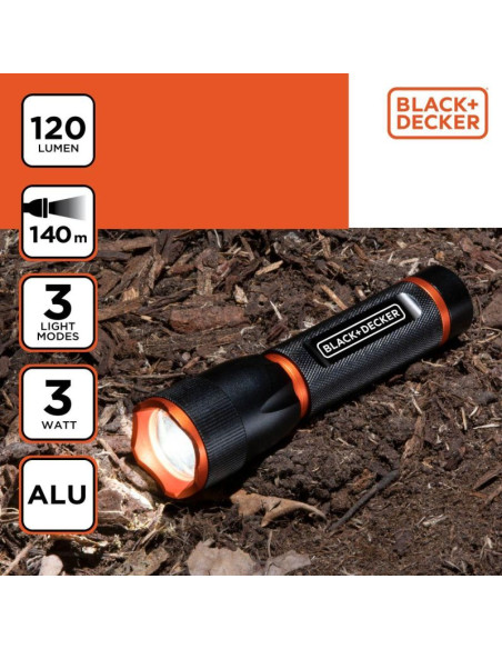 Latarka taktyczna aluminiowa 3w 120lumenów black + decker
