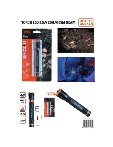 Latarka taktyczna aluminiowa 3,5w 200lumenów black + decker