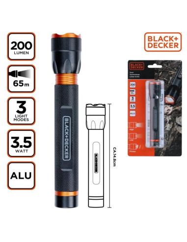 Latarka taktyczna aluminiowa 3,5w 200lumenów black + decker
