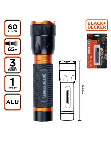 Latarka taktyczna aluminiowa 1w 60lumenów black+ decker