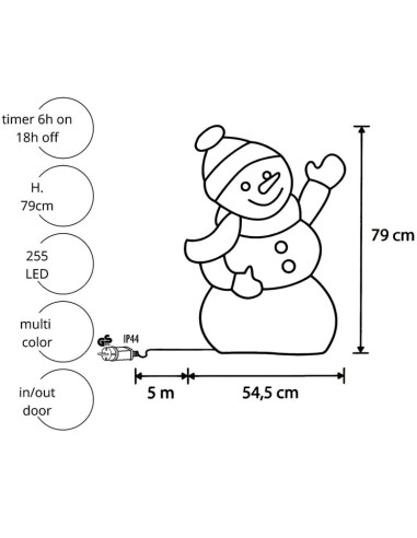Figurka dekoracyjna bałwan 275led 79cm ip44