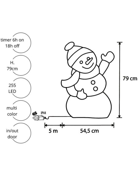 Figurka dekoracyjna bałwan 275led 79cm ip44