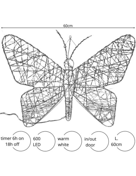 Figurka dekoracyjna motyl 600led 60cm luca