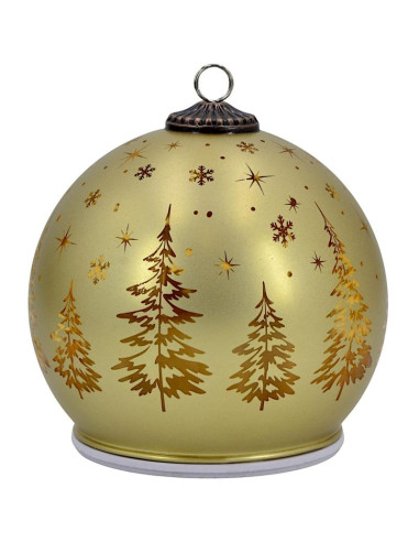 Bombka dekoracyjna szklana led 12cm iskrząca kręcąca się gold mica