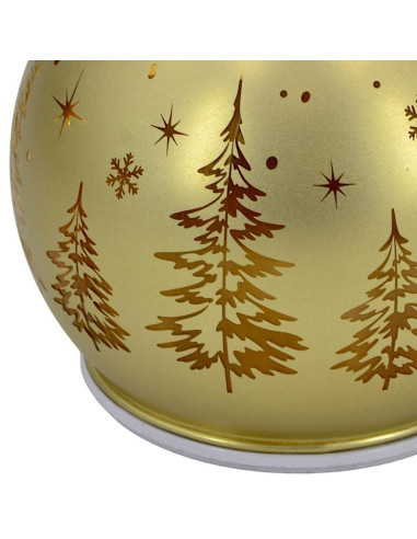 Bombka dekoracyjna szklana led 12cm iskrząca kręcąca się gold mica