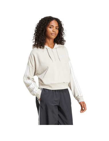 Bluza damska adidas essentials 3-stripes french terry quarter-zip hoodie beżowa jn1958