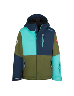 Trollkids kids hallingdal jacket pine green/mystic blue/arctic blue (226-355)