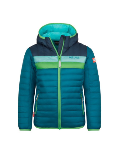 Kurtka trollkids eikefjord ultra-light polyfiber ciemny morski/tajemniczy niebieski/świeży zielony/arktyczny niebieski (463-112)