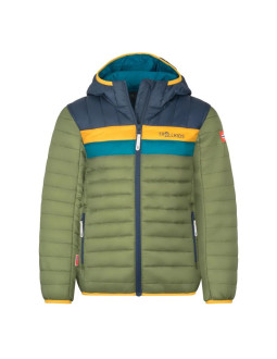 Trollkids kids eikefjord jacket moss/mystic blue/golden yellow (463-331)
