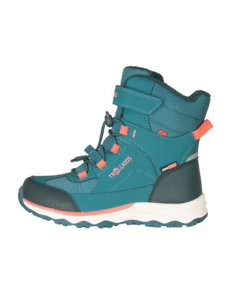Trollkids kids hafjell winter boots xt dusty teal/coral pink/midnight petrol (585-364)