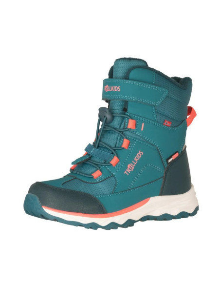 Trollkids kids hafjell winter boots xt dusty teal/coral pink/midnight petrol (585-364)