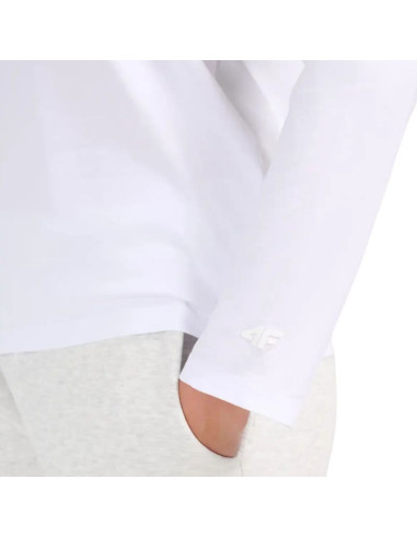 Koszulka damska 4f longsleeve f639 biała 4fwmm00tlonf639 10s
