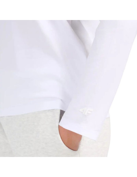 Koszulka damska 4f longsleeve f639 biała 4fwmm00tlonf639 10s