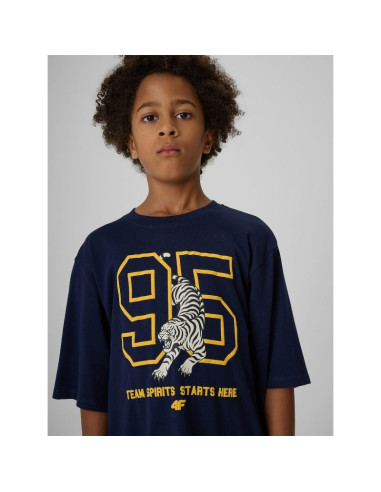 T-shirt loose z nadrukiem chłopięcy 4f 4fjraw26ttshm4528-31s