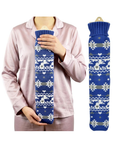Termofor gumowy w sweterku 0,9l niebieski