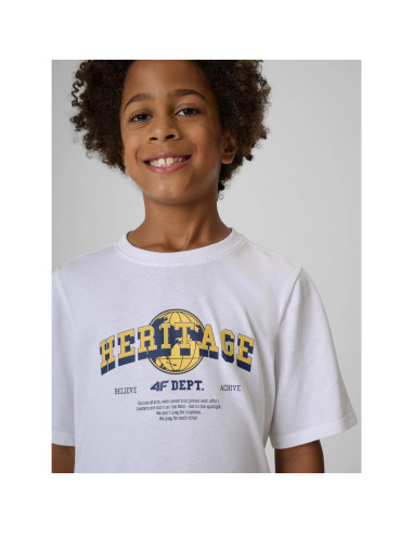 T-shirt regular z nadrukiem chłopięcy 4f 4fjraw26ttshm4523-10s
