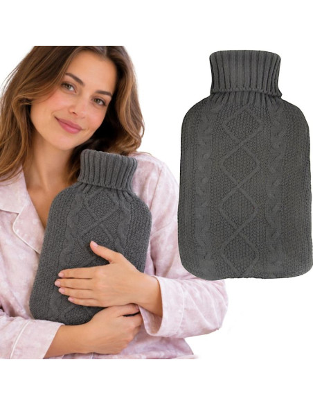 Termofor gumowy w sweterku 1,75l szary