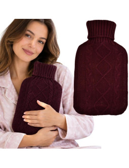 Termofor gumowy w sweterku 1,75l bordowy