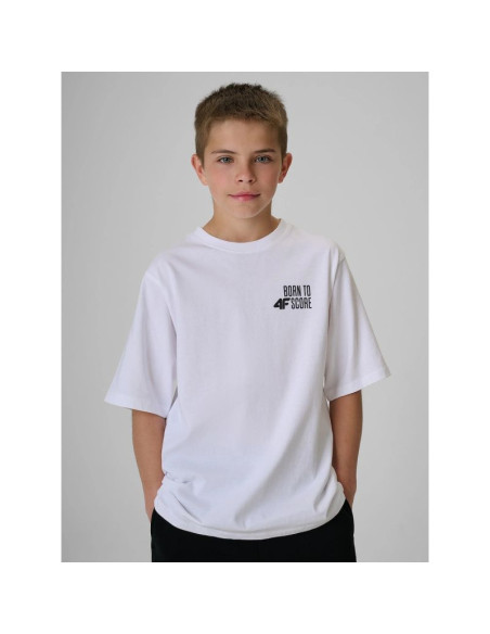 T-shirt loose z nadrukiem chłopięcy 4f 4fjrss26ttshm4277-10s