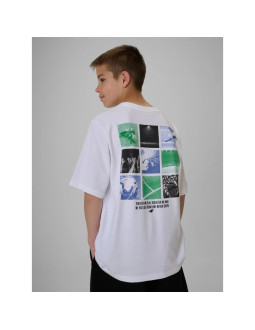 T-shirt loose z nadrukiem chłopięcy 4f 4fjrss26ttshm4277-10s 2
