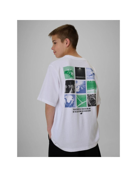 T-shirt loose z nadrukiem chłopięcy 4f 4fjrss26ttshm4277-10s