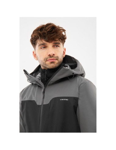 Kurtka męska hardshell z bluzą primaloft viking ravelo 3 in 1 man czarno szara   l