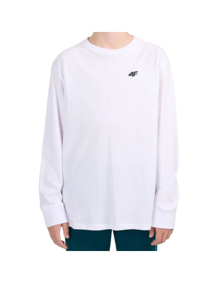 Koszulka dla chłopca 4f longsleeve m655 biała 4fjwmm00tlonm655 10s
