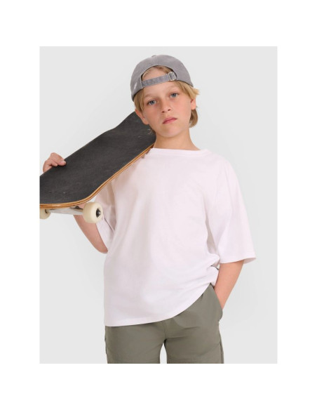 T-shirt oversize gładki chłopięcy 4f 4fjwaw25ttshm2411-10s