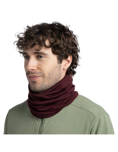 Bandana buff merino heavyweight neck warmer solid garnet   one size