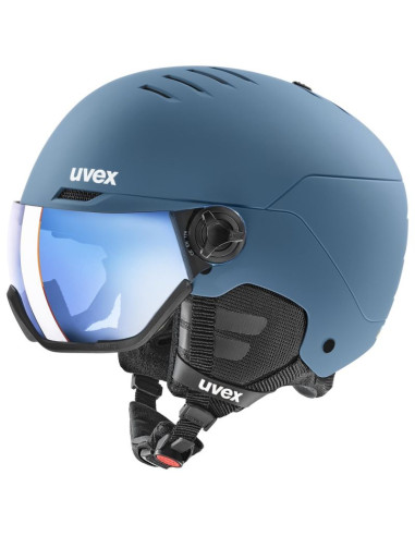 Uvex skihelm wanted visor kolor kamienia, niebieski